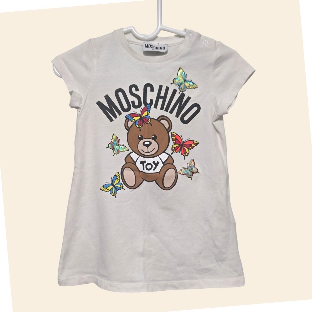 Moschino Baby Toy Bear Butterfly Graphic Tee White Short Sleeve T-Shirt 2T